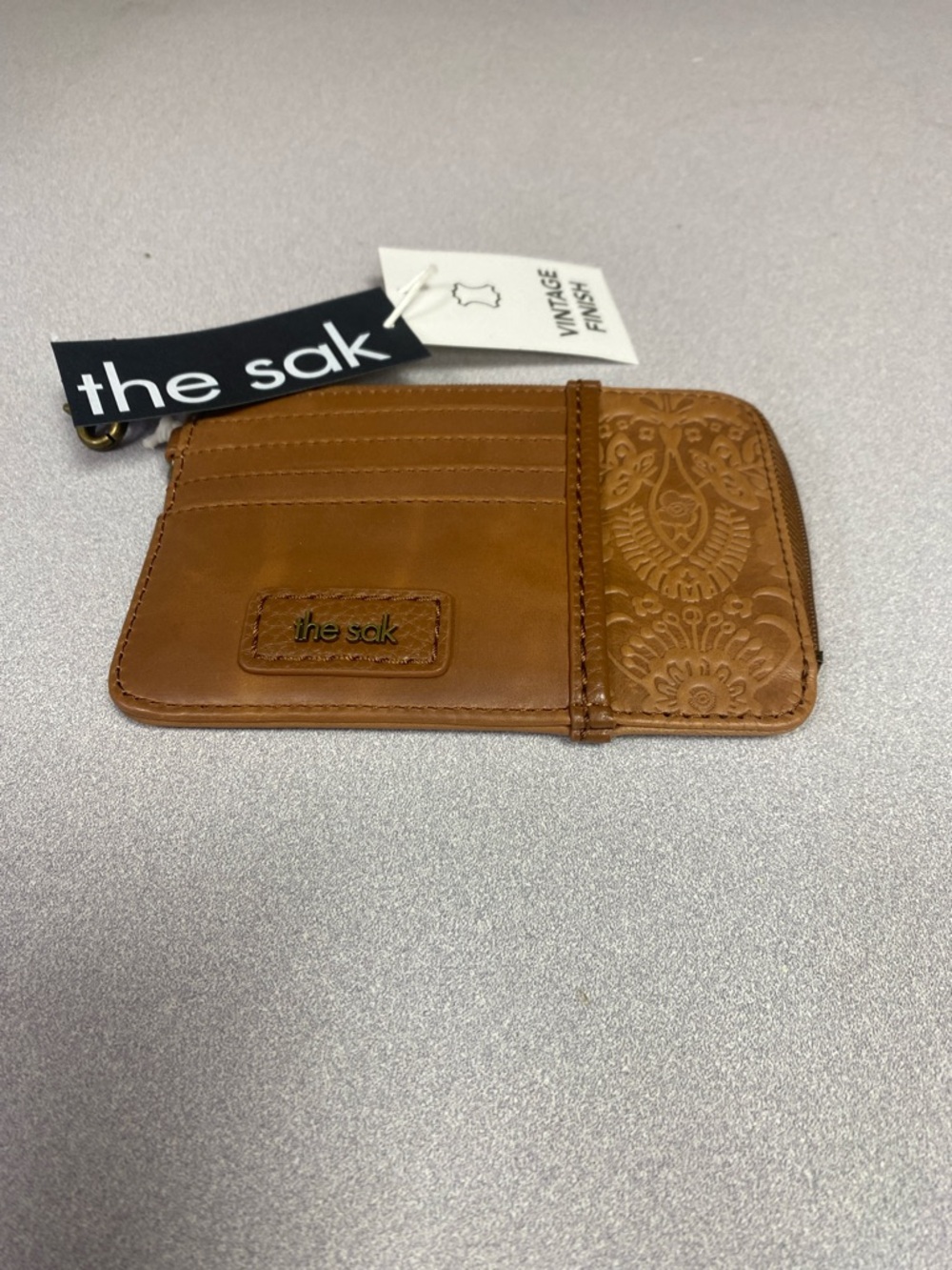 the sak Tan Leather Card Holder with Embossed Detail